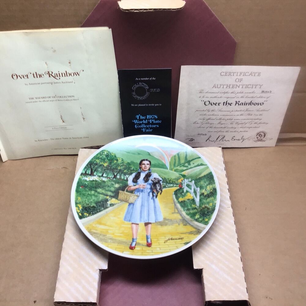 1977 Knowles Wizard of Oz Plate Over The Rainbow Dorothy Toto 1st Issue COA Box